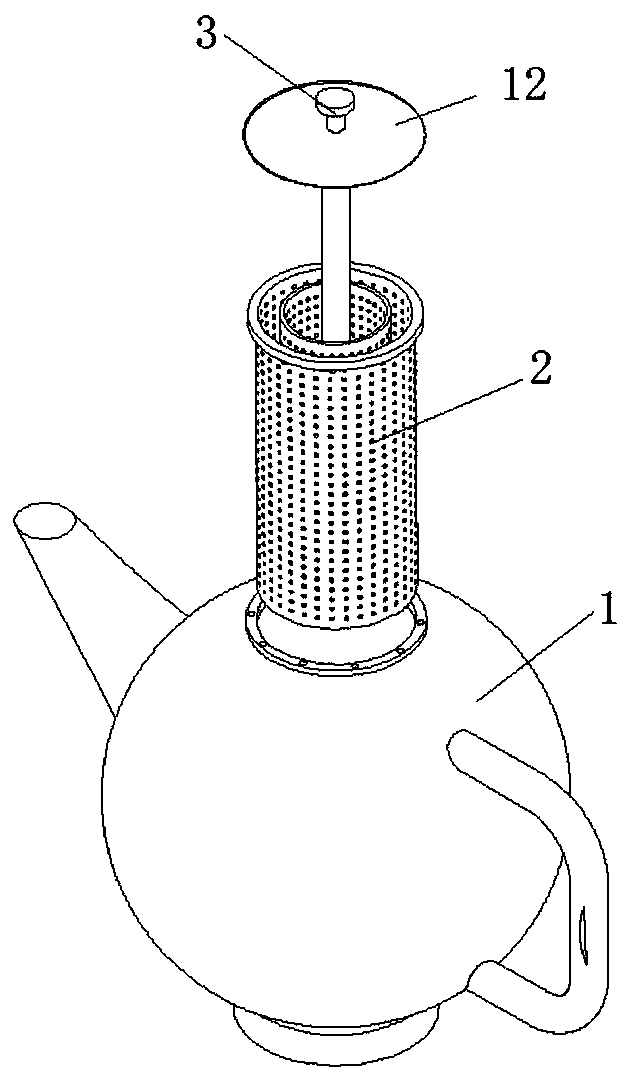 Temperature lowering device of heating tea kettle and temperature system of heating tea kettle