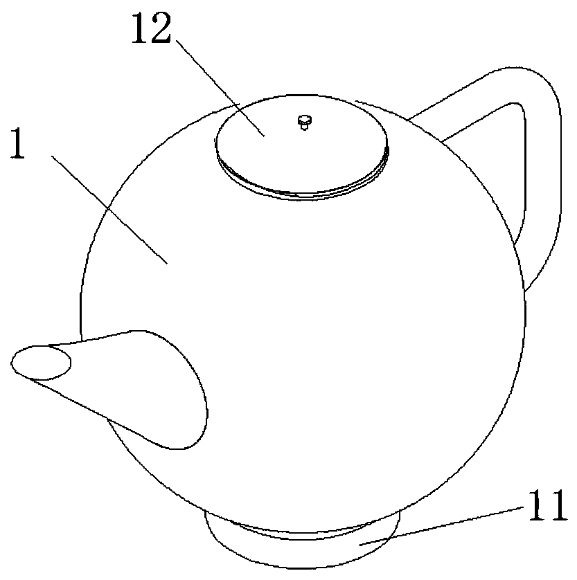 Temperature lowering device of heating tea kettle and temperature system of heating tea kettle