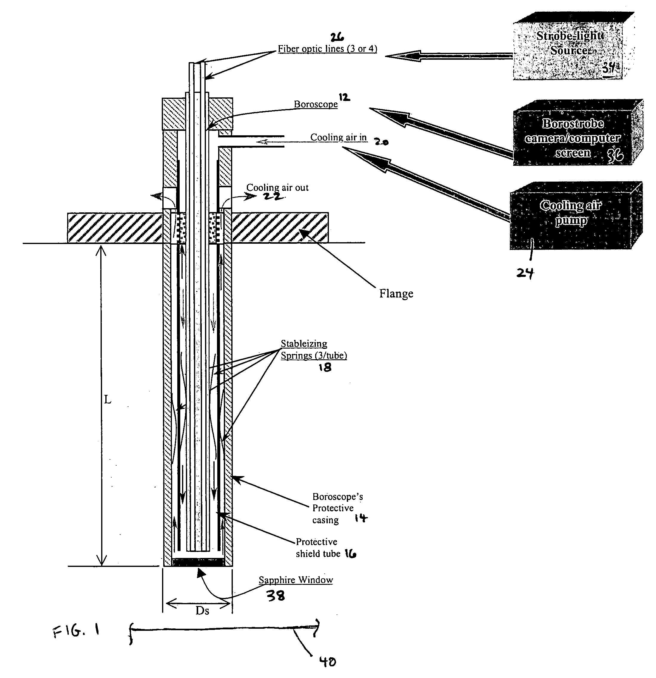 Borescope assembly for detecting a condition of a rotating part