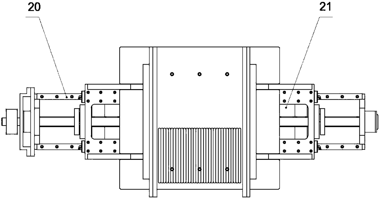 Compression device for tundish machine for disposable absorbent articles