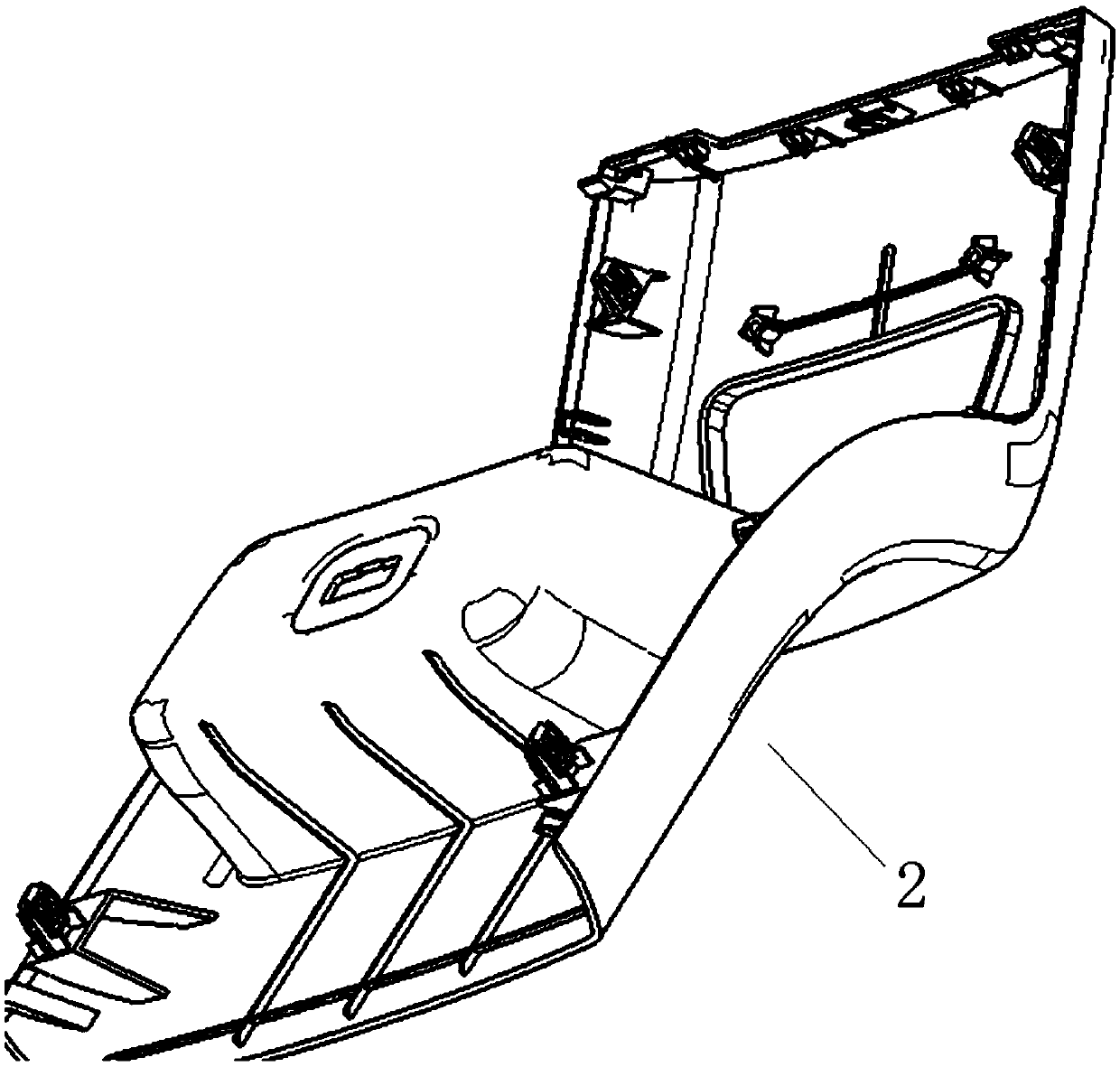 An installation limit structure for an auxiliary instrument panel body and a rear end cover