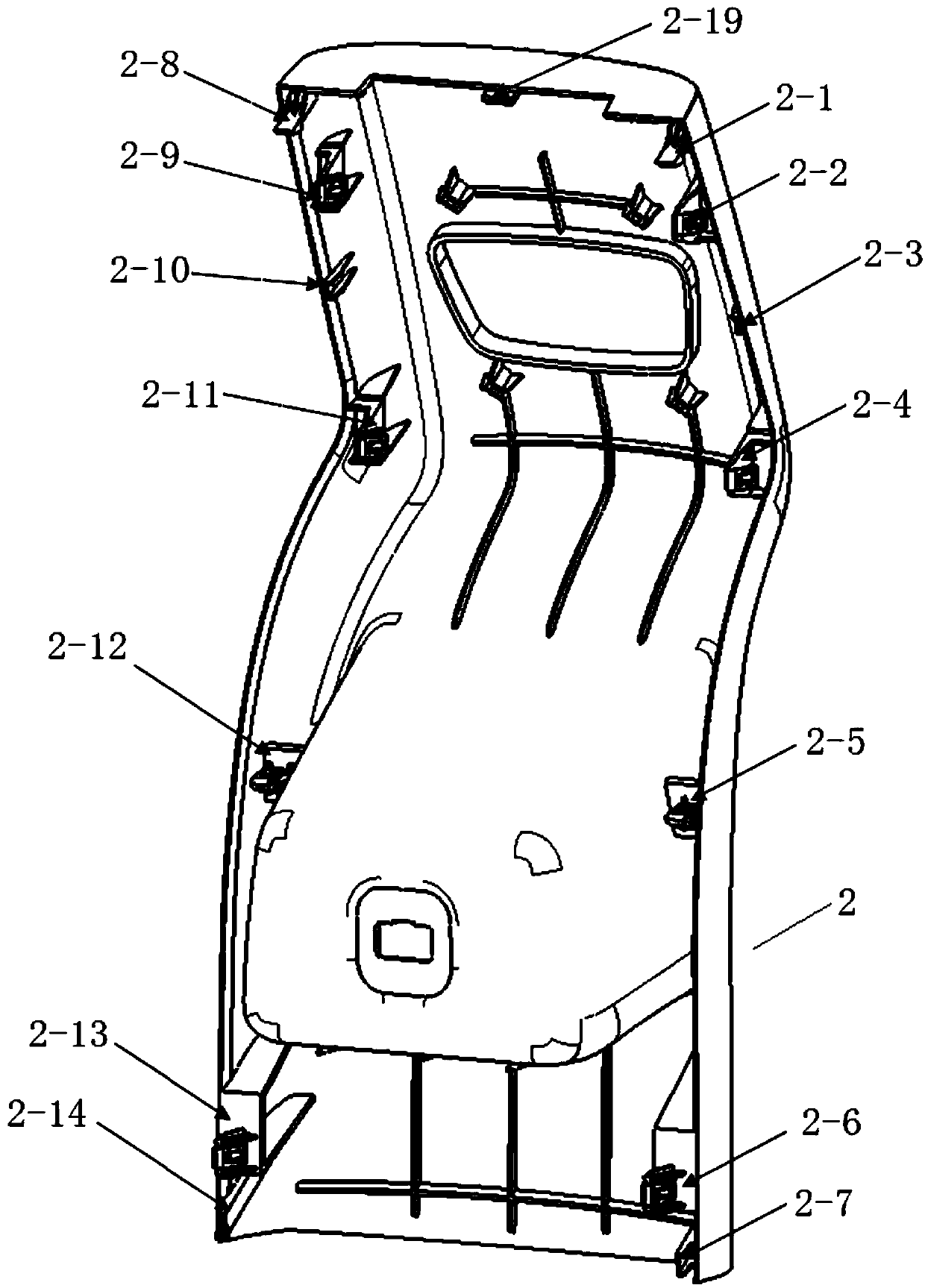 An installation limit structure for an auxiliary instrument panel body and a rear end cover