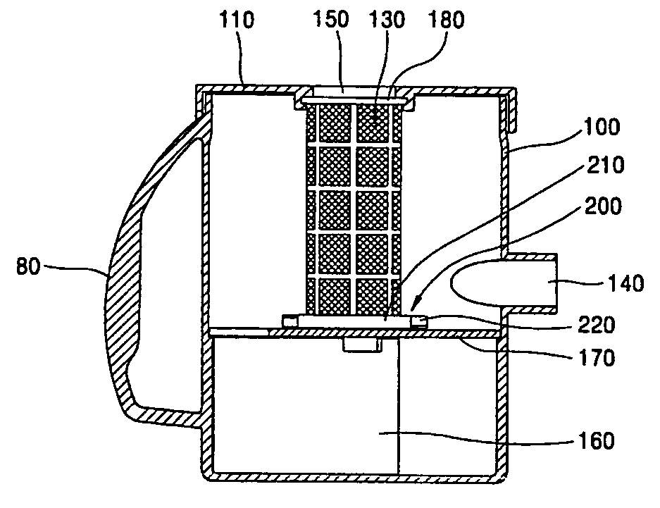 Filtering device for vacuum cleaner