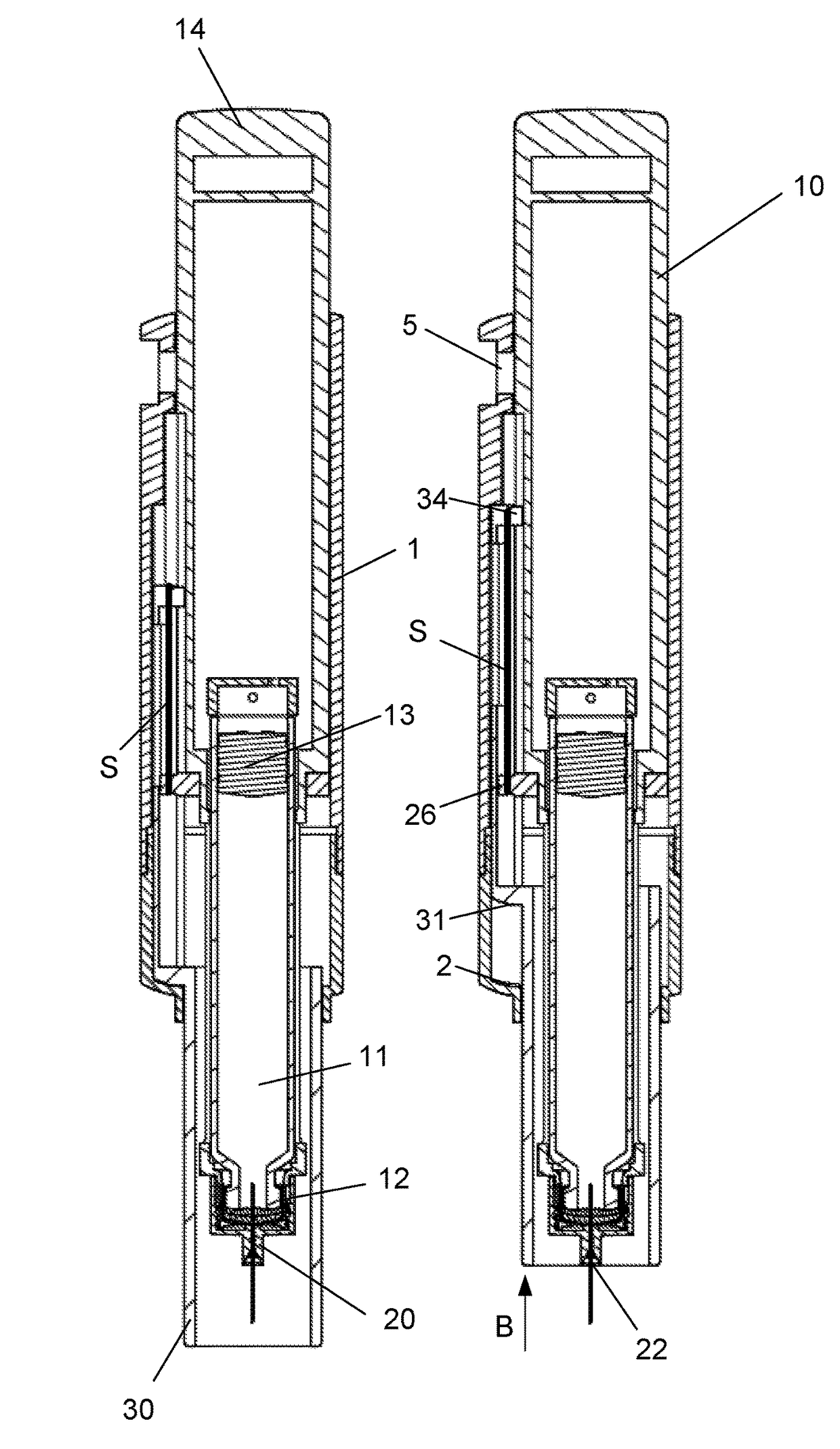Injection device with integrated needle shield