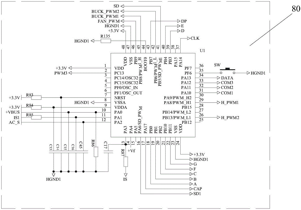 Intelligent correction wave voltage conversion circuit based on PFC dual full bridge