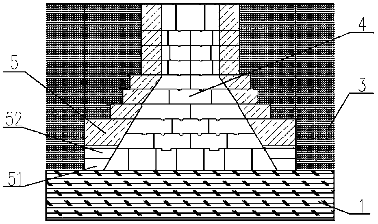 Masonry structure with coal charging hole, smoke guide hole or ascending pipe hole