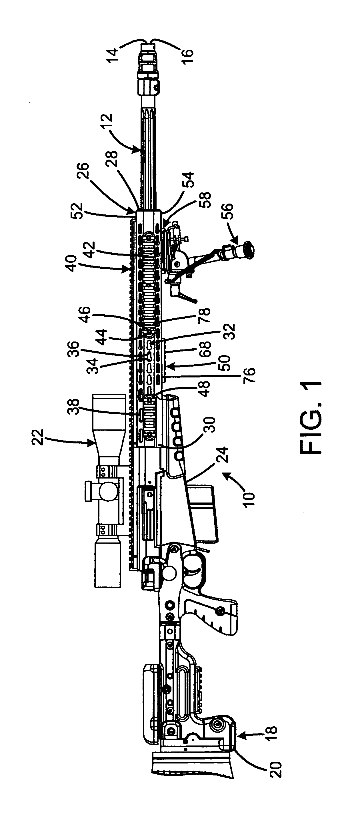 Firearm with keyhole-shaped rail mounting points