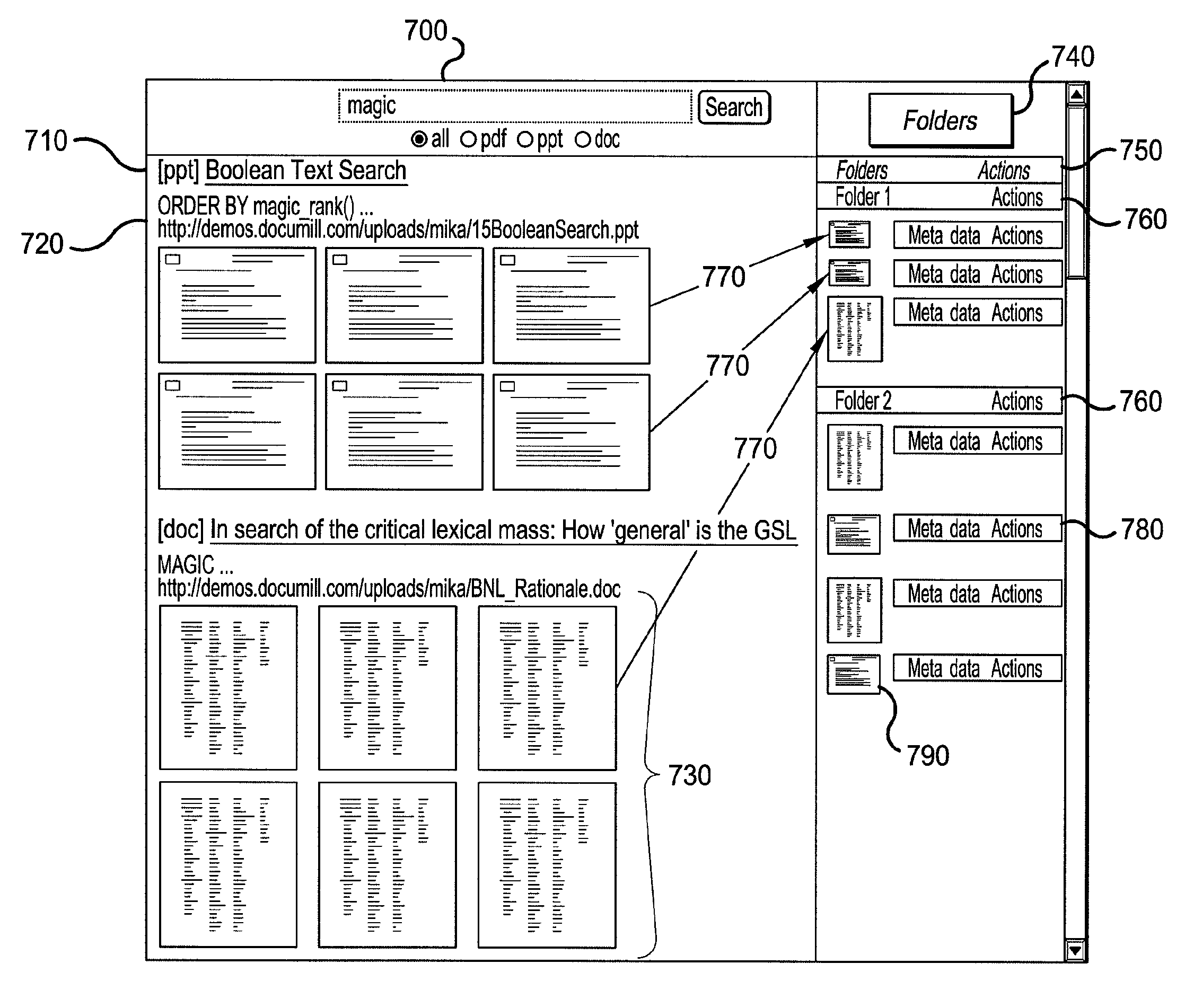 Method and arrangement for sharing information search results