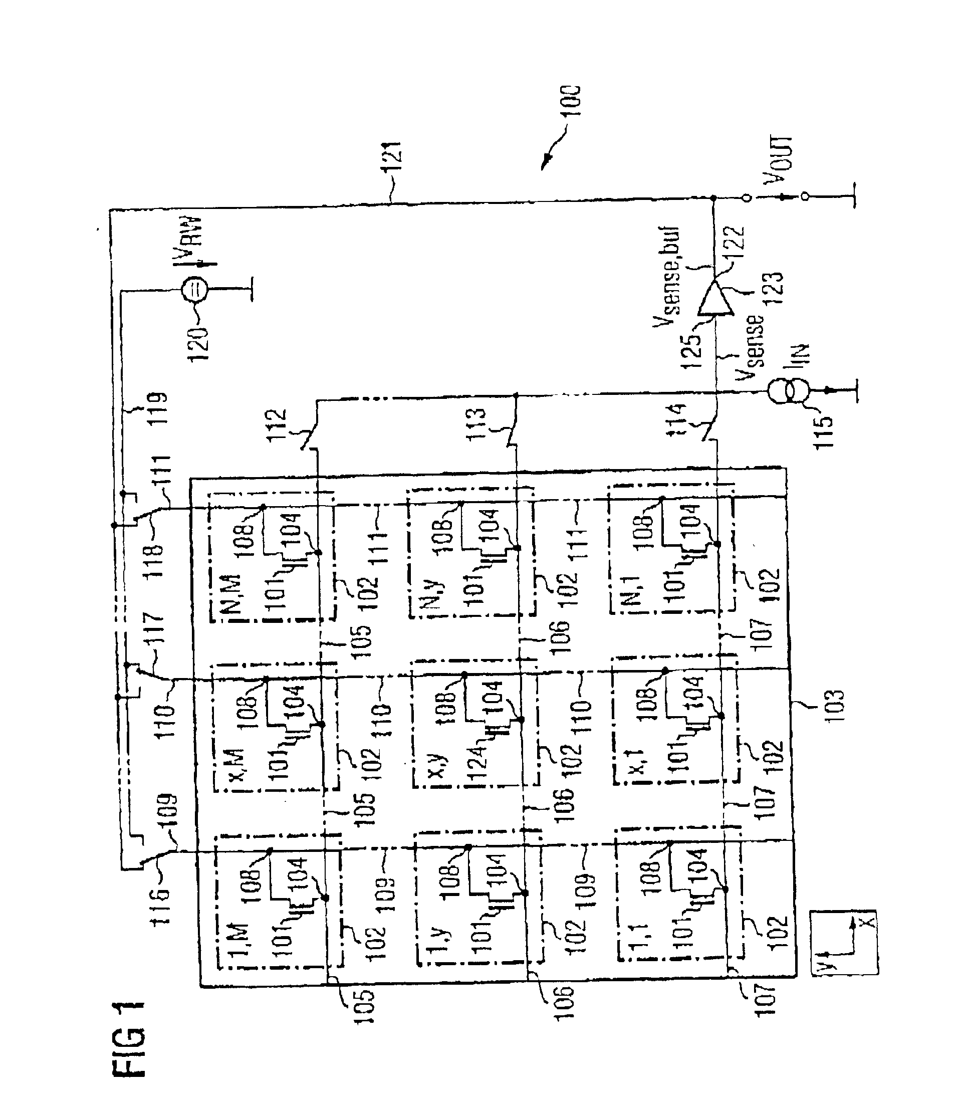 Sensor array and method for detecting the condition of a transistor in a sensor array