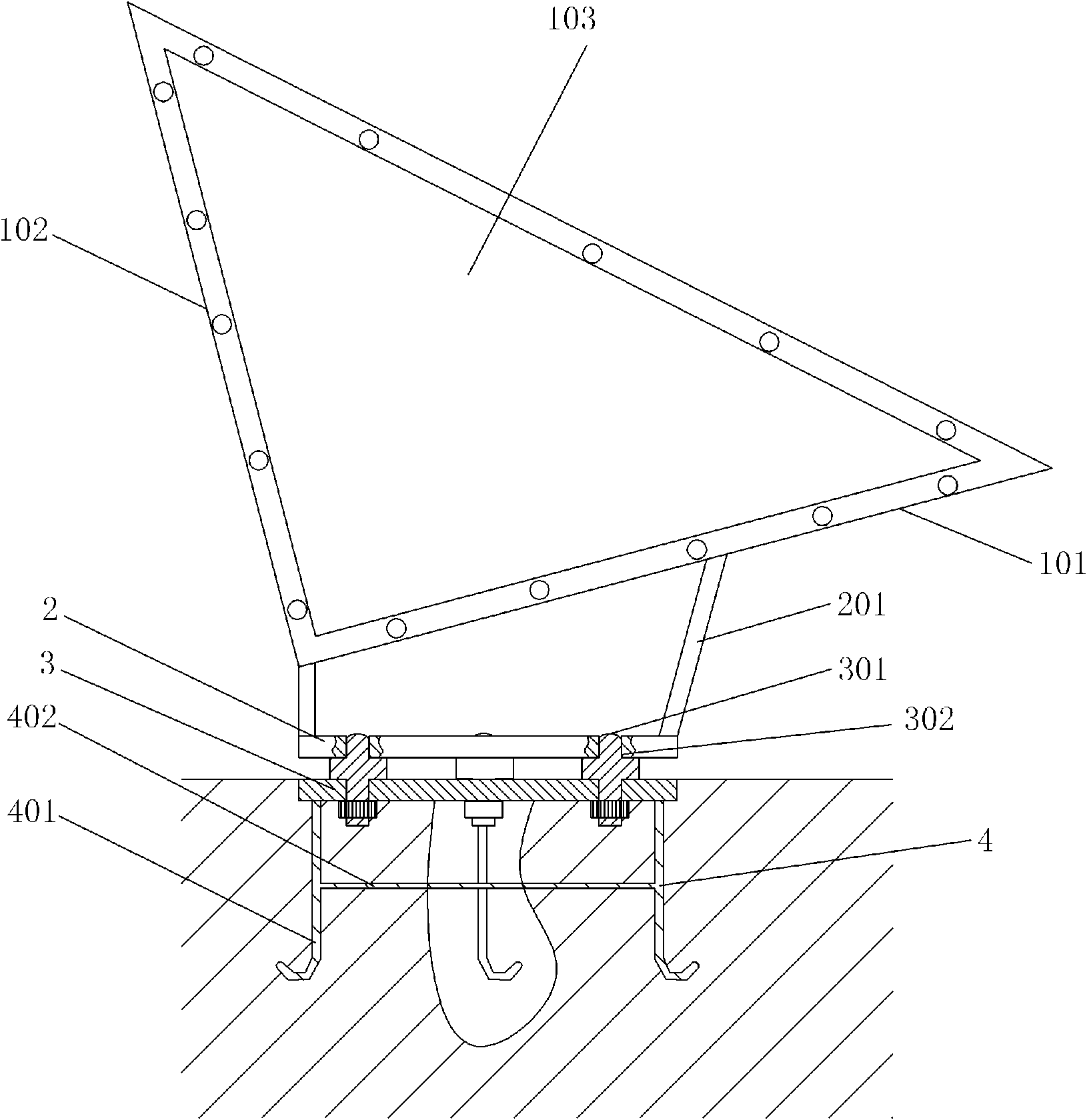 Split type corner reflector of synthetic aperture radar for interference remote sensing