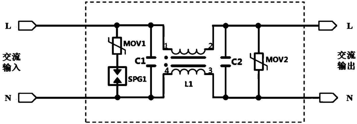 A wire-to-wire lightning circuit with a lower clamping voltage
