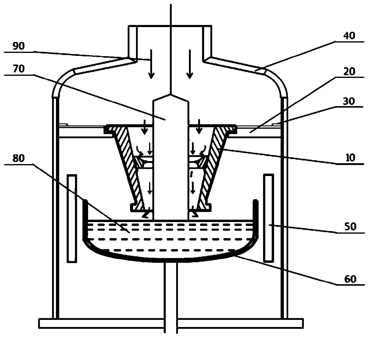 Guide cylinder device and crystal pulling furnace