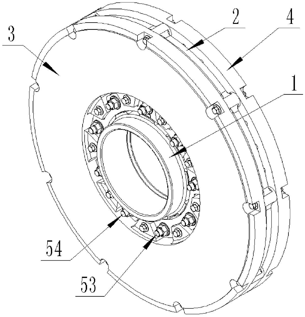 Carbon-ceramic axle-mounted brake disc suitable for high speed trains