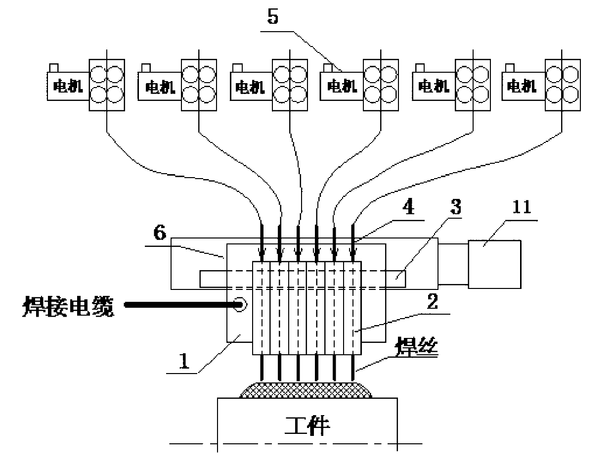 Multi-wire bead welding system and process thereof