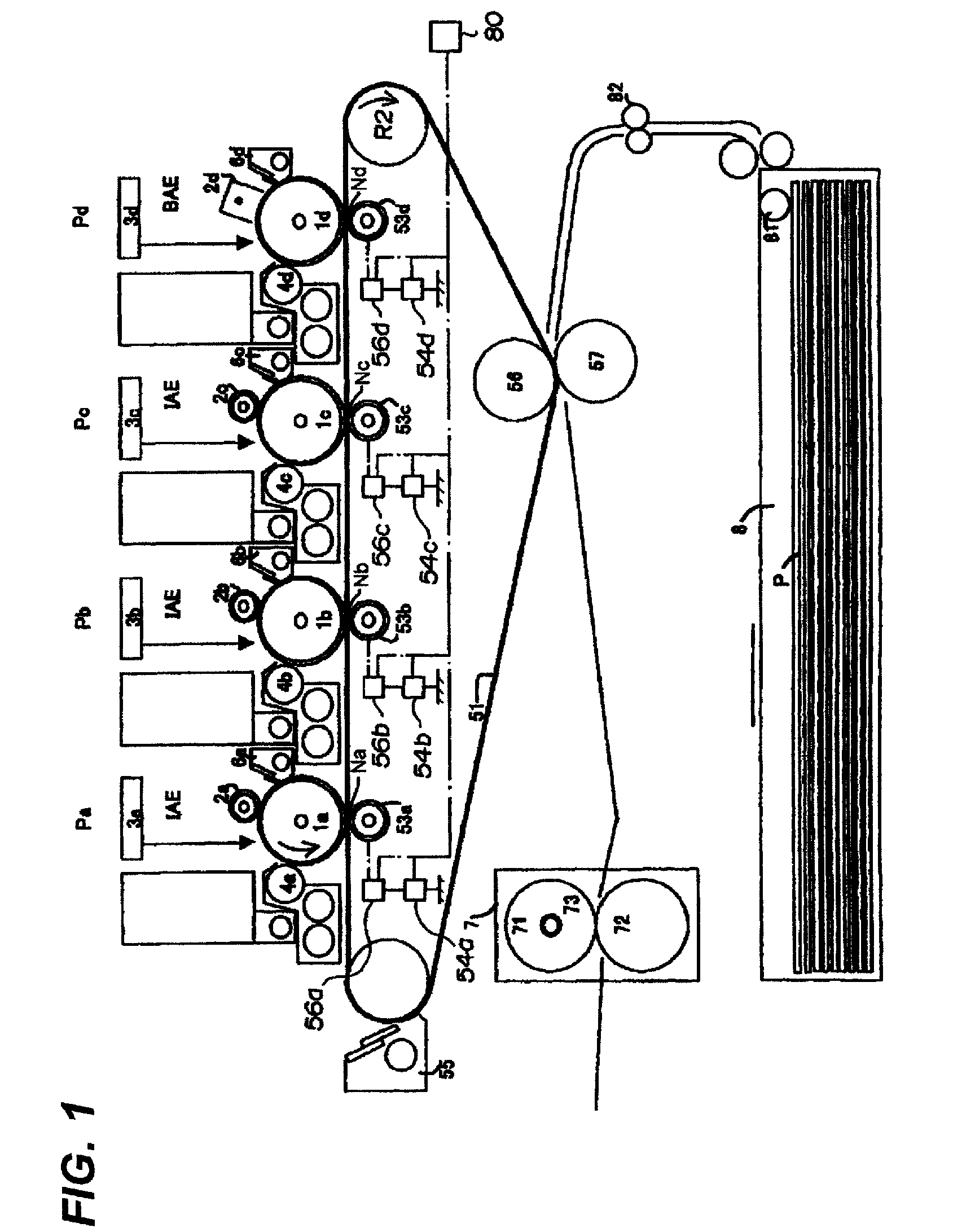 Image forming apparatus with multiple image forming portions and image transfers