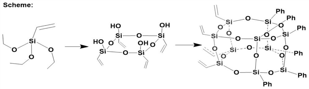 Tetraethylene hexaphenyl bifunctional group-containing T10 polyhedral oligomeric silsesquioxane and preparation method thereof
