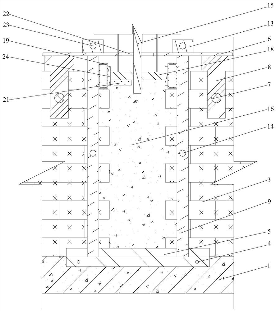 Frame shear wall column and masonry filler wall connecting structure and construction method