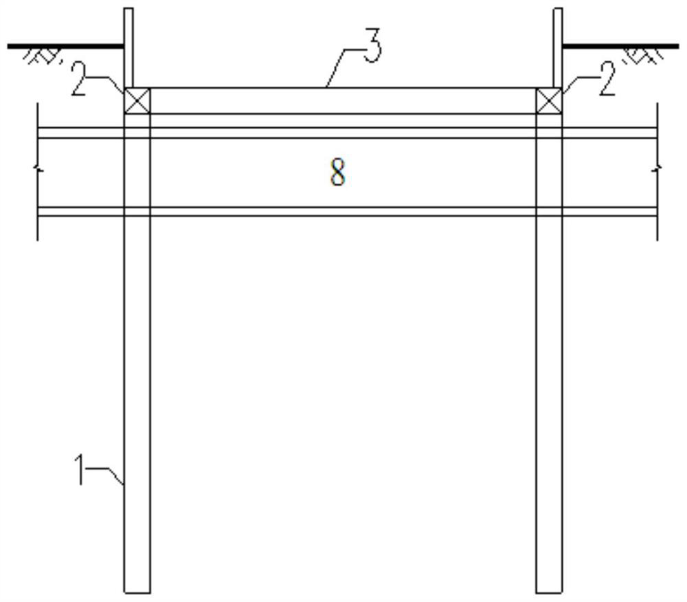 Underground passage supporting structure for underneath passing existing large-section shallow-buried pipe gallery and construction method