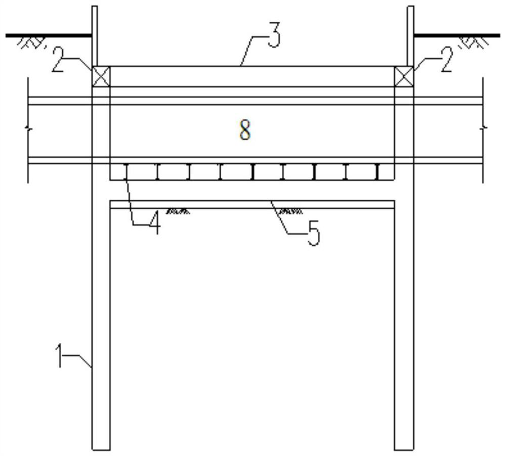 Underground passage supporting structure for underneath passing existing large-section shallow-buried pipe gallery and construction method