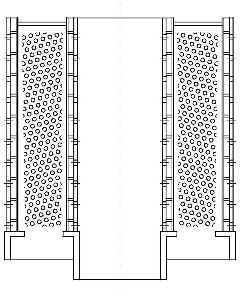 A particle bed support grid and radial flow reactor