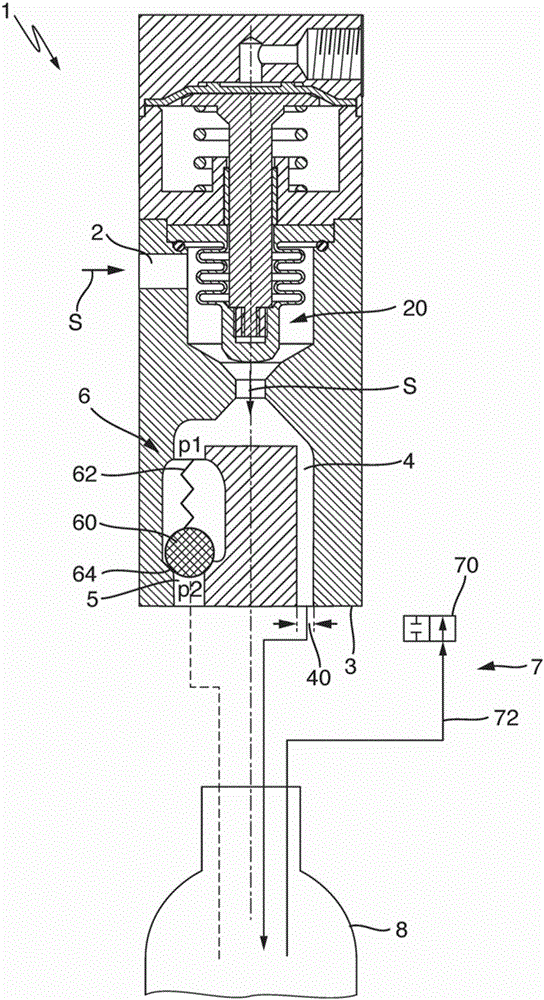 Device and method for introducing a gas in a container to be filled