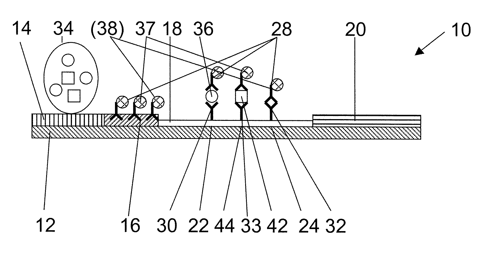 Detection test assembly for detecting the presence of a substance in a sample