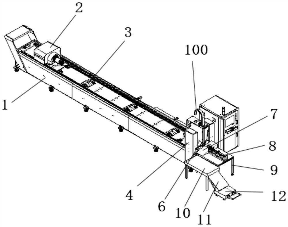Anti-slag-adhering laser pipe cutting machine and cut pipe collecting method