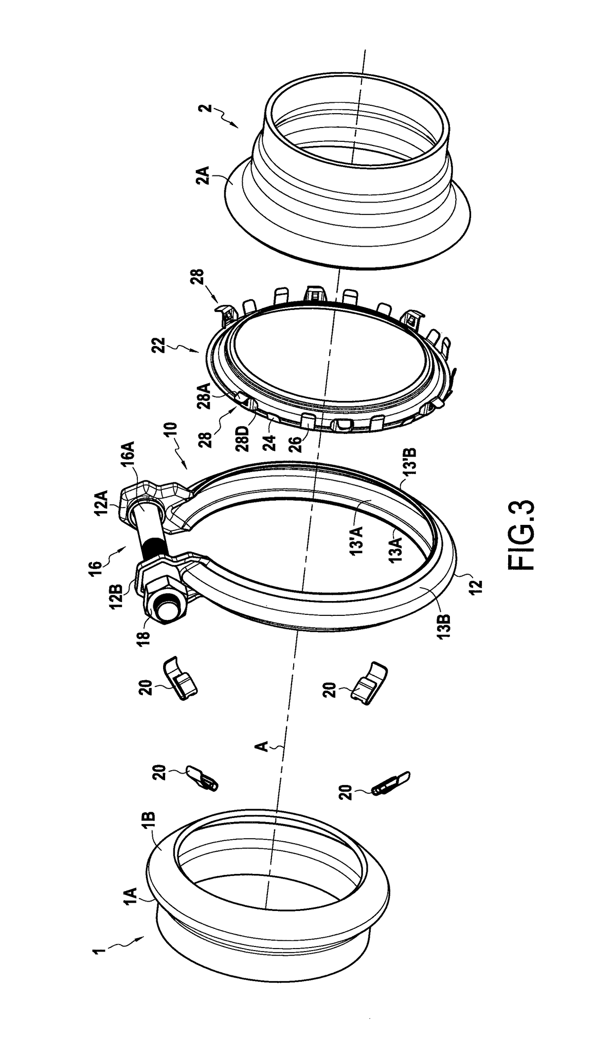 Clamping system comprising a collar and individual pre-attachment clips