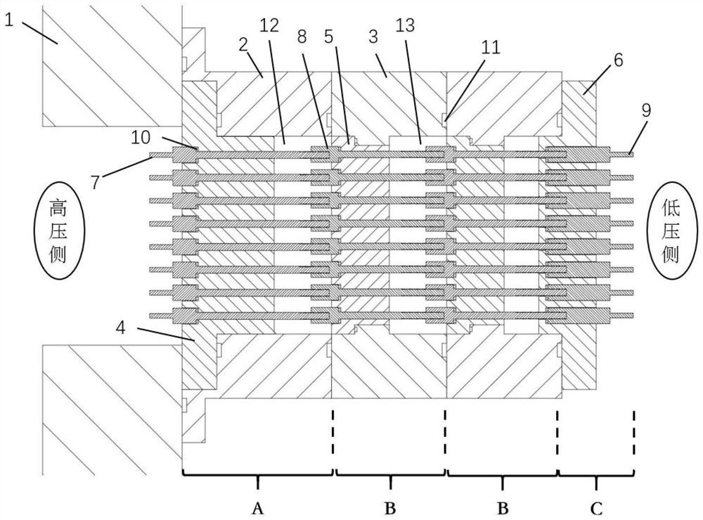 Modularized multi-cable via hole insulation sealing structure based on pressure compensation