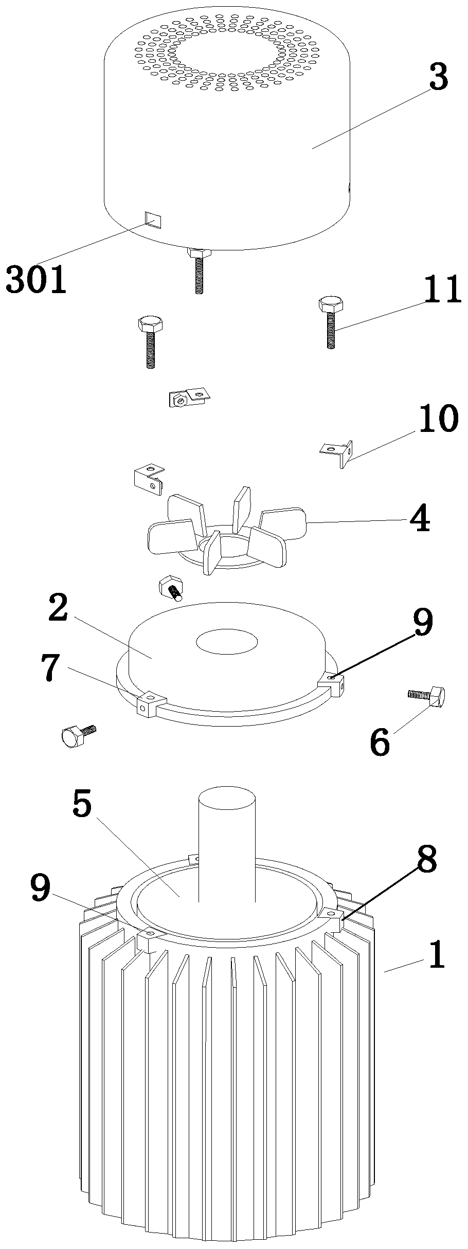 Motor fan cover fixing device