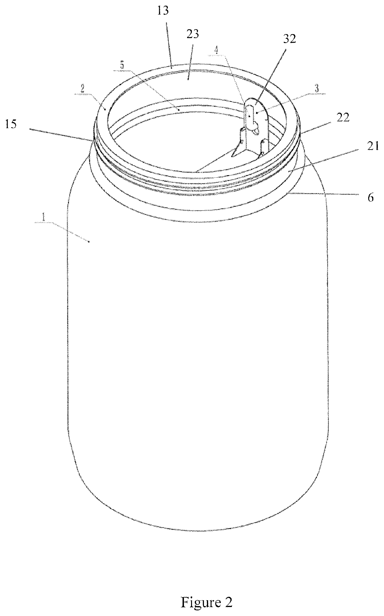 Device built in a bottle mouth for hanging a spoon