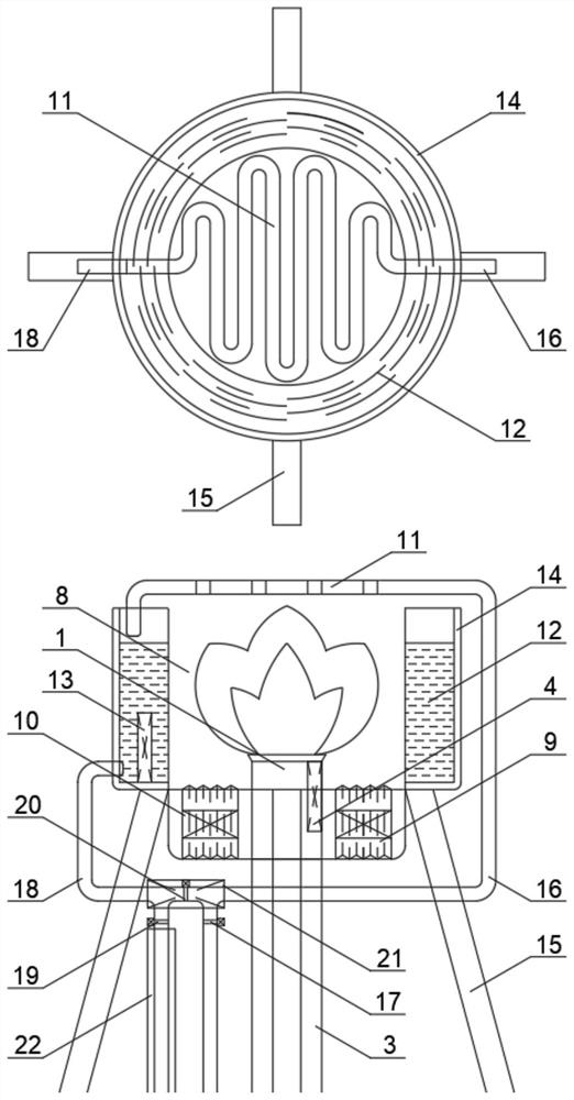 Device and method for recycling flare heat energy of jacket platform to remove crushed ice in wellhead area