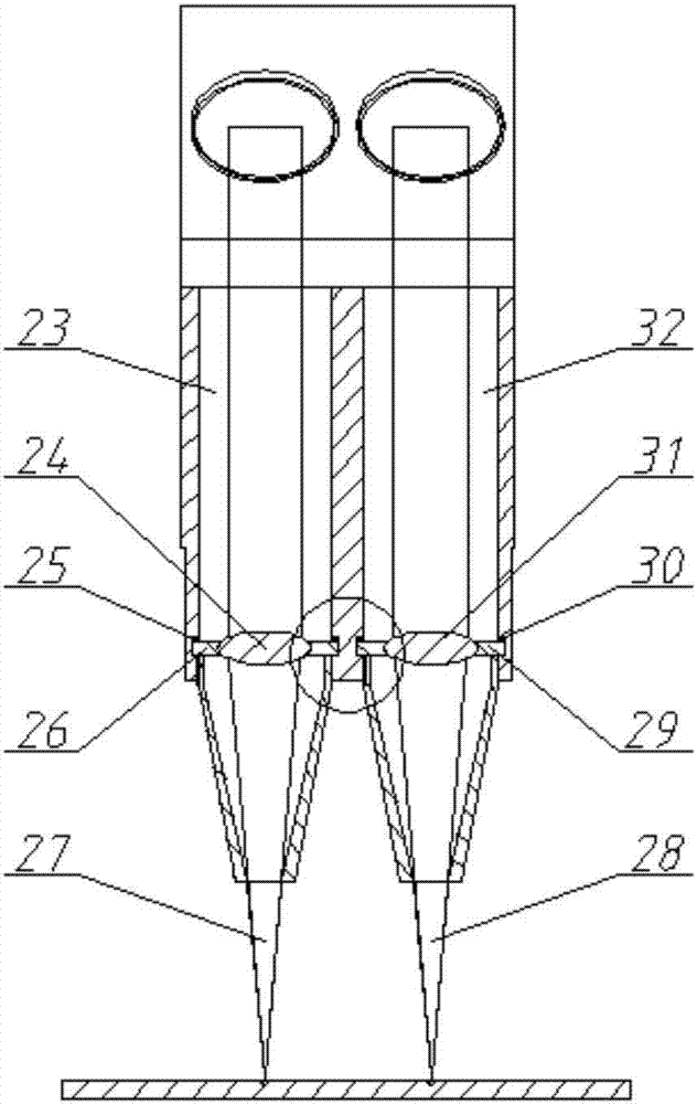 Dual-channel objective lens focus light guide plate lattice point beam splitting laser processing device, system and method