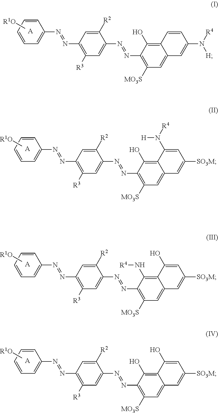 Bis-azo colorants for use as bluing agents