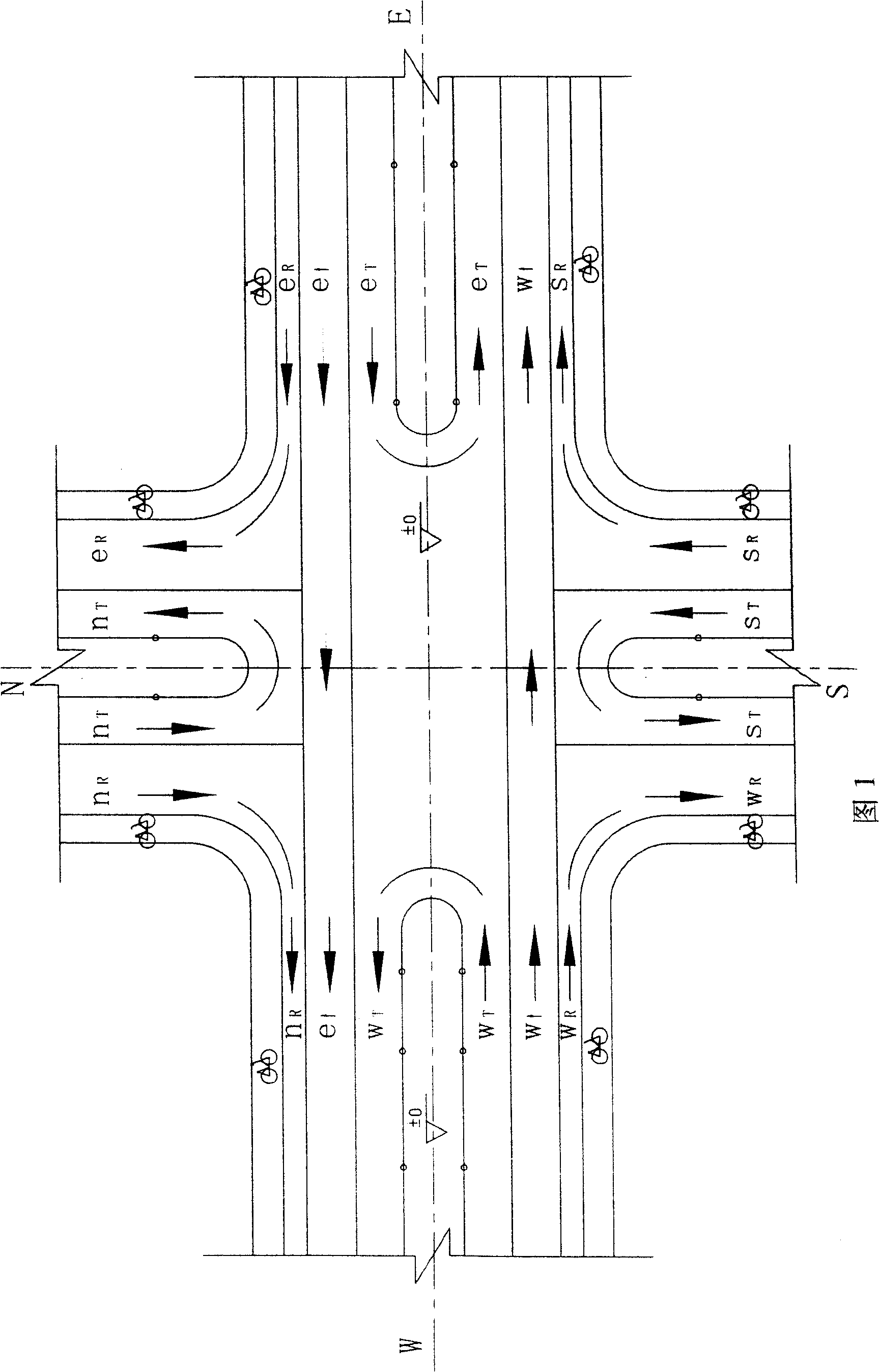 Tower type rotary whole-interchange fly-over bridge