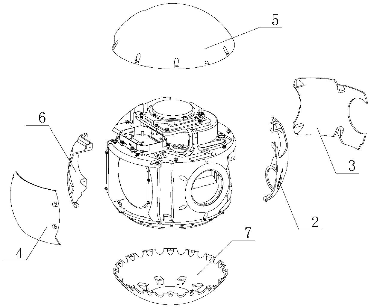 A multi-functional structure of an inertial platform spherical platform body