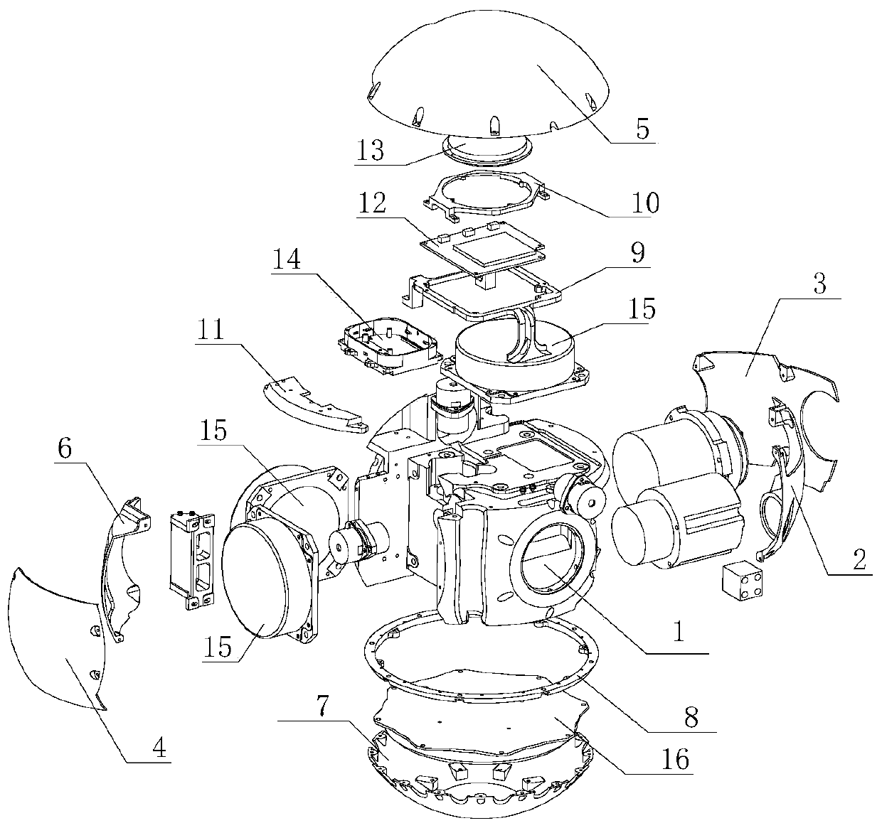 A multi-functional structure of an inertial platform spherical platform body