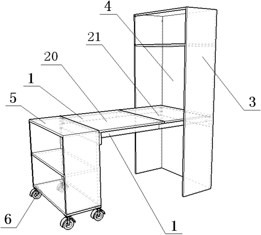 Connection part for folding table surface and hidden type folding table