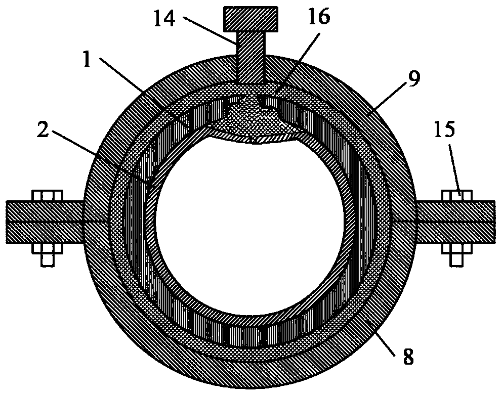 Drainage type fixture and method for plugging bimetal composite pipe piercement under pressure by utilizing drainage type fixture