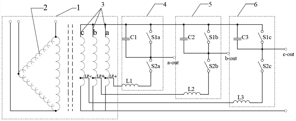 Short-circuit fault current-limiting transformer