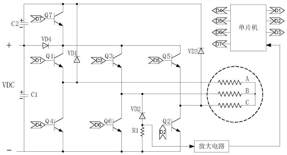 Permanent magnet synchronous motor diode freewheeling device for eliminating residual magnetism and its application method