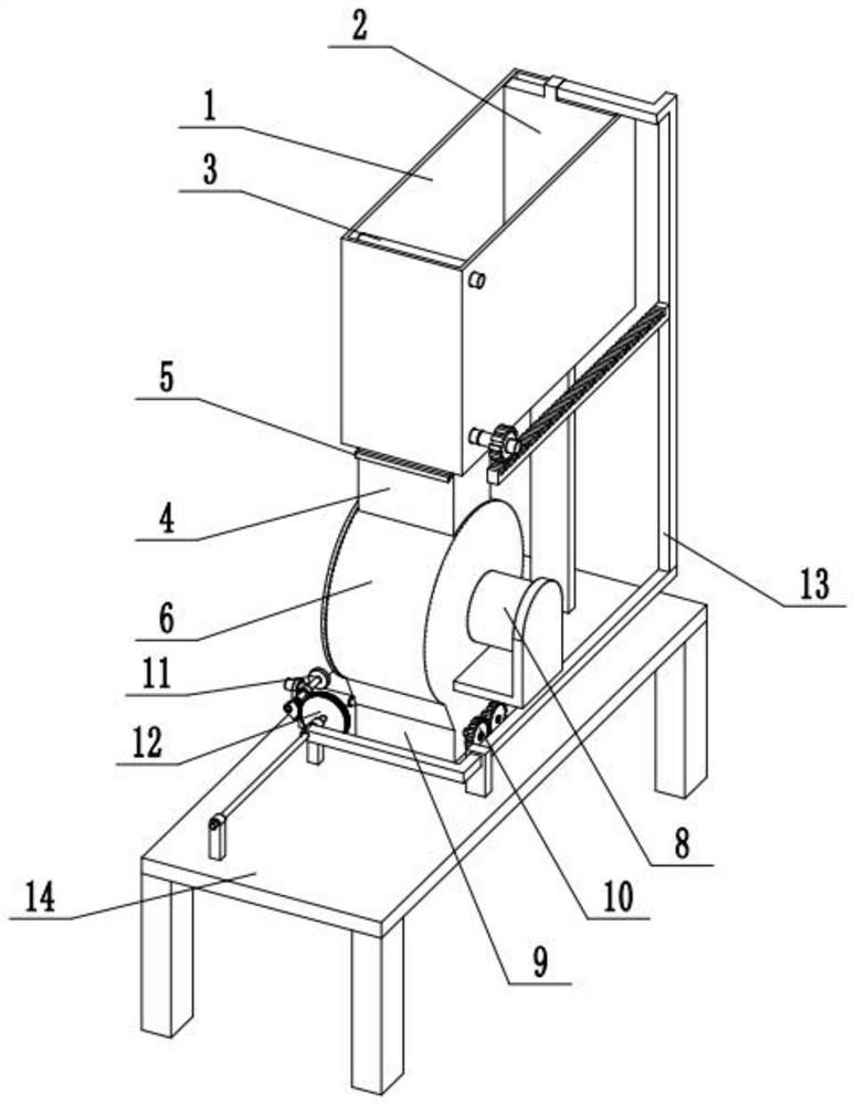 A poultry feed breaking and pulverizing system