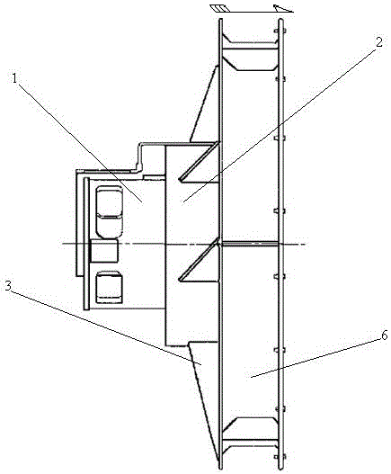 A large flow and large aspect ratio blade axial flow fan