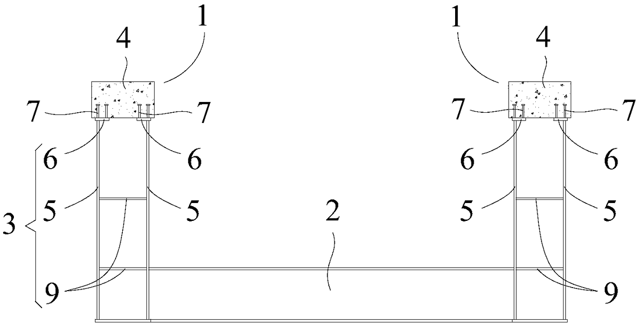 Novel straddle type monorail double-line combined track beam structure