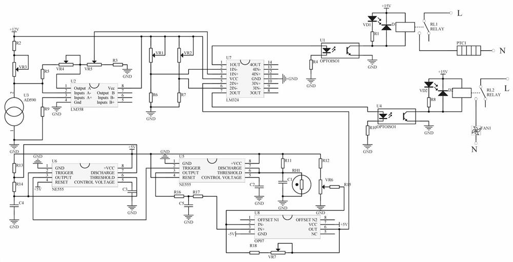 Internal temperature and humidity control circuit of medical equipment