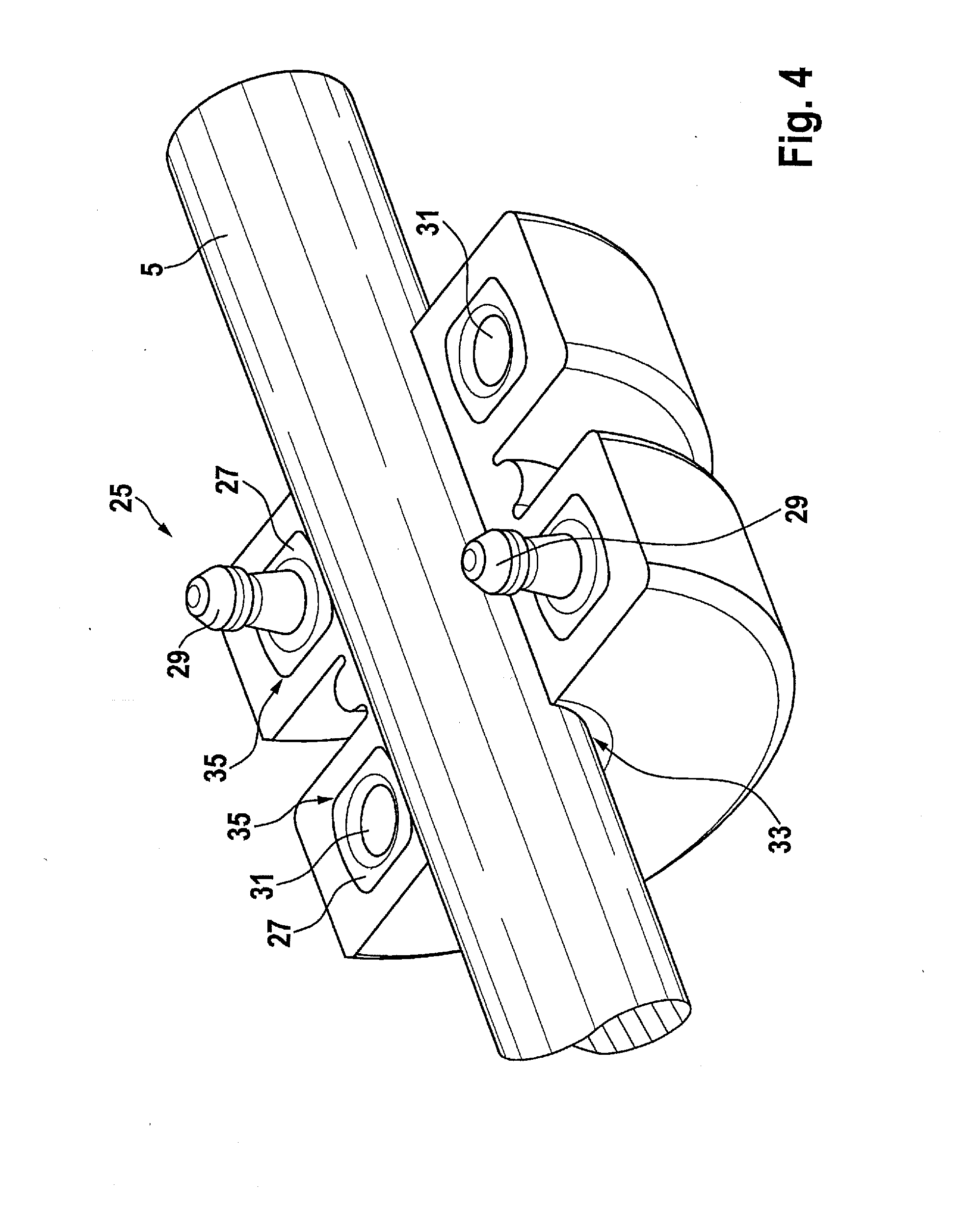 Fastening device for a line and method for fastening a line