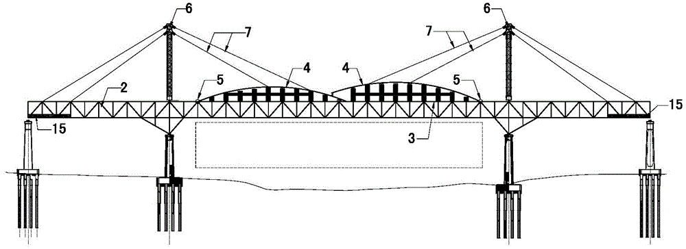 Construction method of flexible arch bridge with rigid beams
