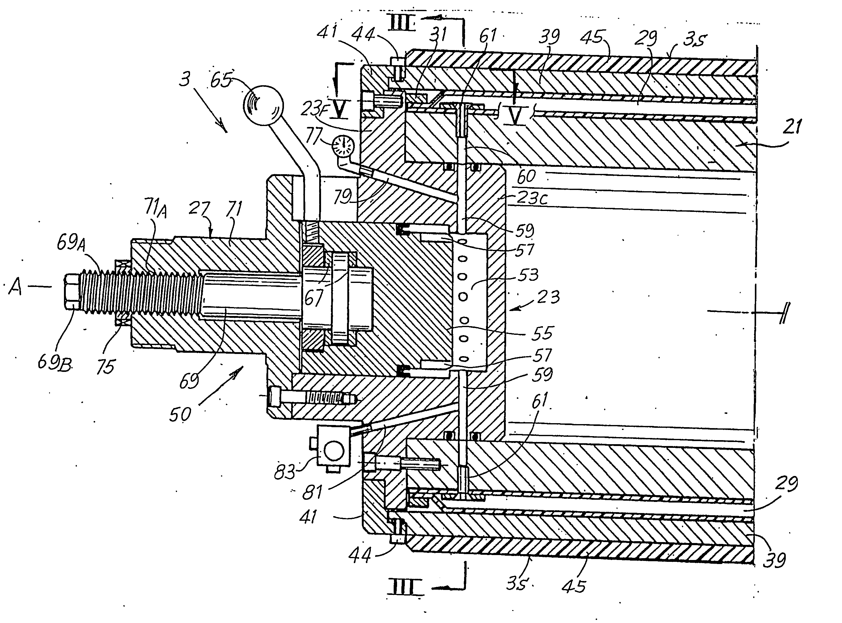 Variable crown roller for devices for processing continuous web material and device comprising said roller