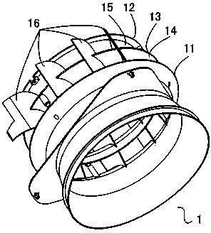 Air-conditioner air supply device with airflow distribution components