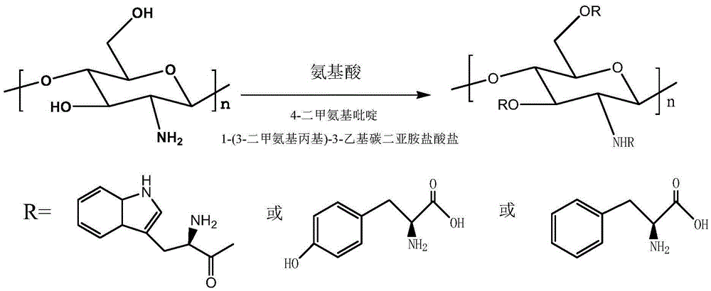 Amino-acid-modified chitosan flocculating agent and preparation method and application thereof